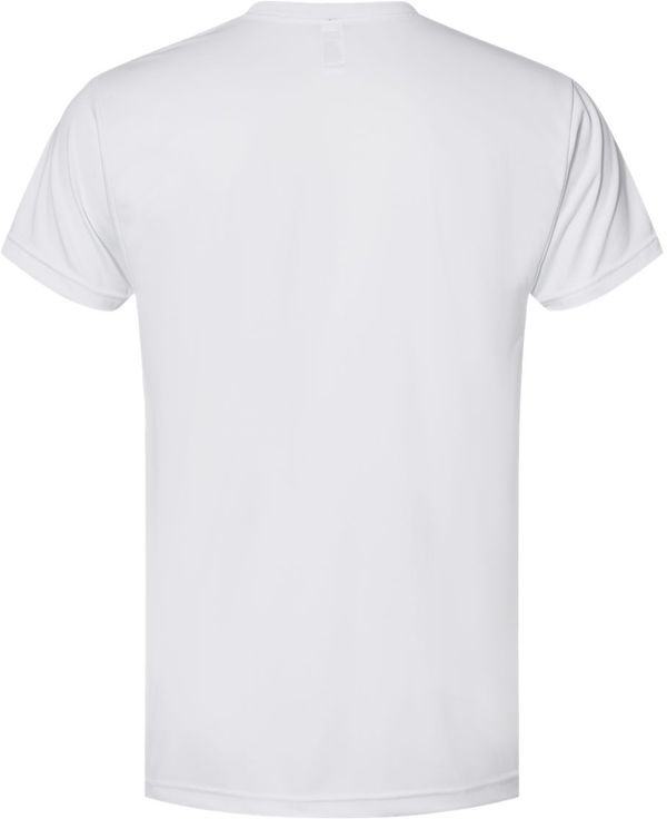Am image of a Custom Bayside Performance T Shirt in White!