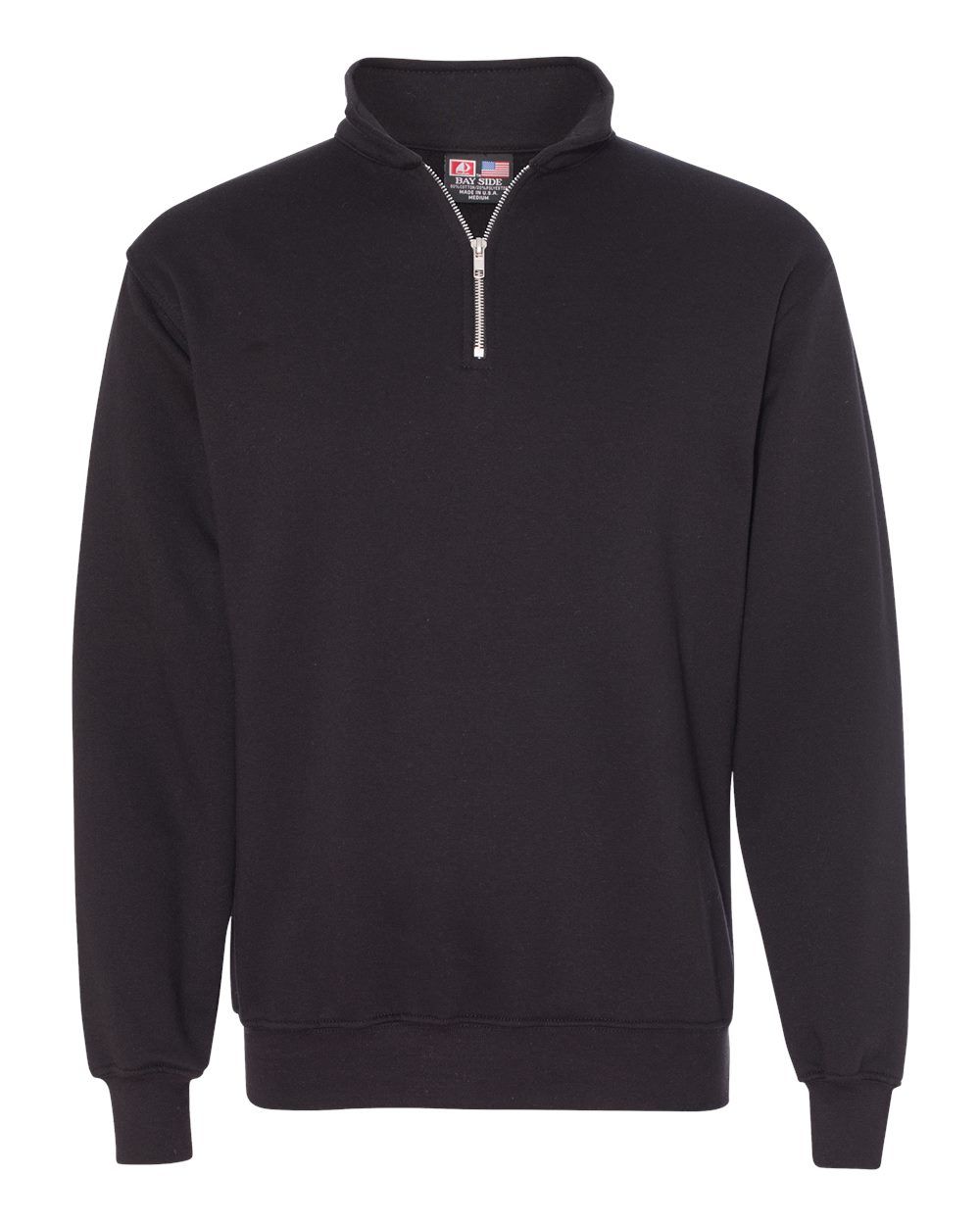 Bayside Quarter Zip Pullover Sweatshirt in Black