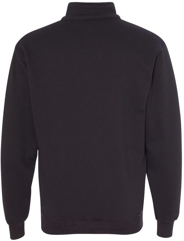 Am image of a Custom Bayside Quarter Zip Pullover Sweatshirt in Black!
