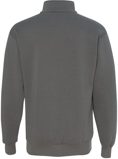 Am image of a Custom Bayside Quarter Zip Pullover Sweatshirt in Charcoal!