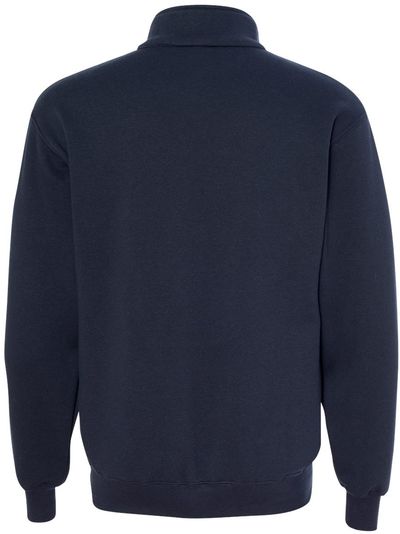 Am image of a Custom Bayside Quarter Zip Pullover Sweatshirt in Navy!