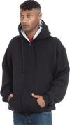 Am image of a Custom Bayside Super Heavy Thermal Lined Full Zip Hoodie in Black/Cream!