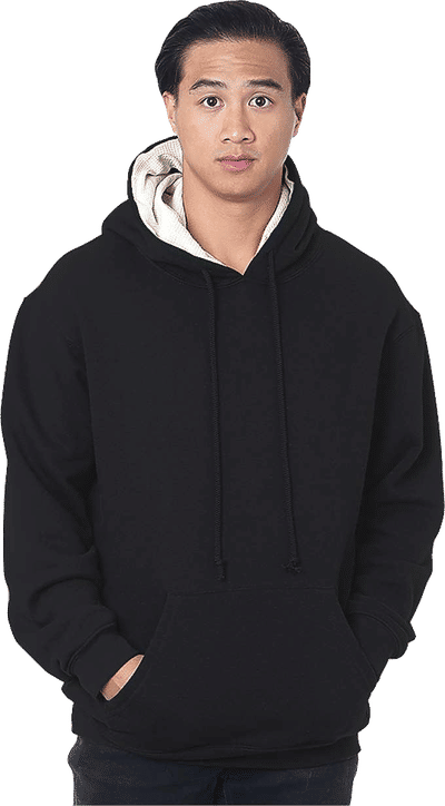 Am image of a Custom Bayside Super Heavy Thermal Lined Hooded Sweatshirt in Black/ Cream!