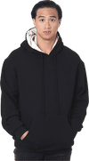 Am image of a Custom Bayside Super Heavy Thermal Lined Hooded Sweatshirt in Black/ Cream!