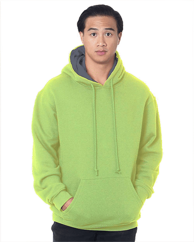 Am image of a Custom Bayside Super Heavy Thermal Lined Hooded Sweatshirt in Lime Green/ Dark Grey!
