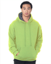Am image of a Custom Bayside Super Heavy Thermal Lined Hooded Sweatshirt in Lime Green/ Dark Grey!