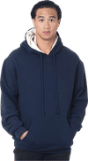 Am image of a Custom Bayside Super Heavy Thermal Lined Hooded Sweatshirt in Navy/ Cream!