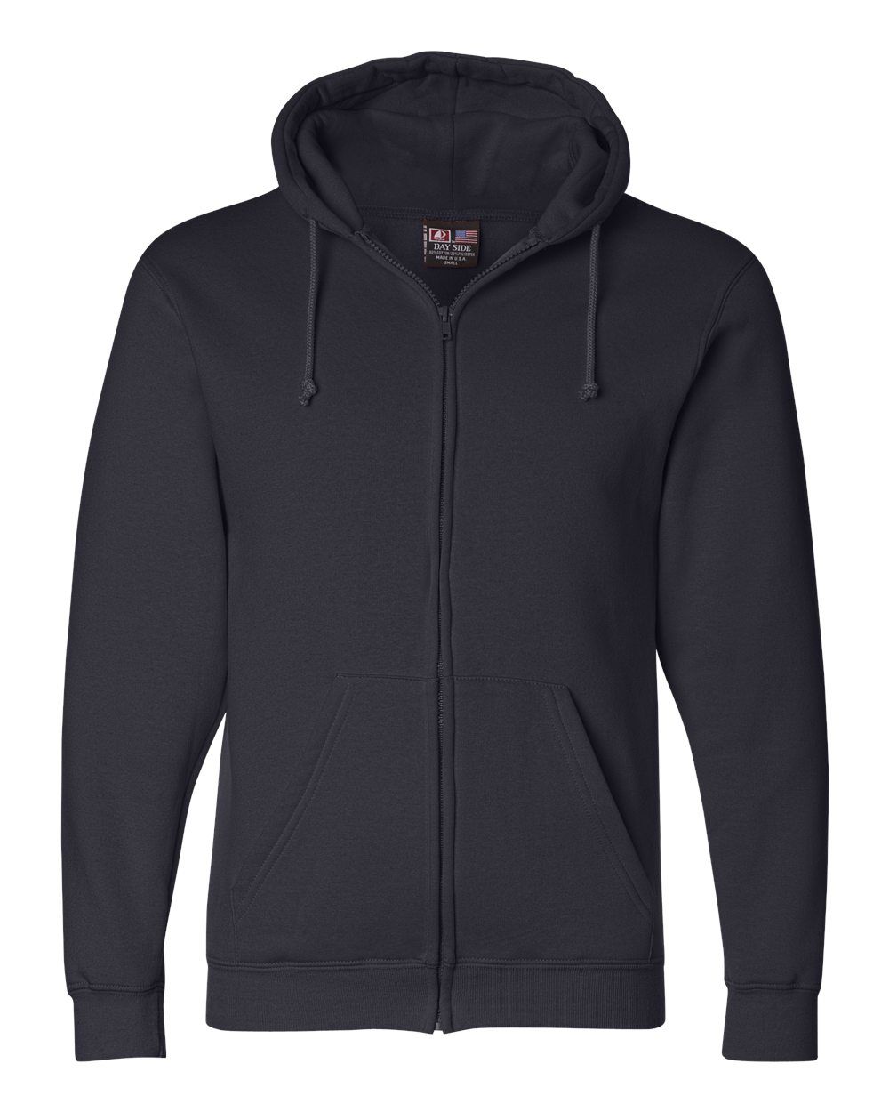 Bayside Unisex USA Made Full Zip Hooded Sweatshirt in Navy