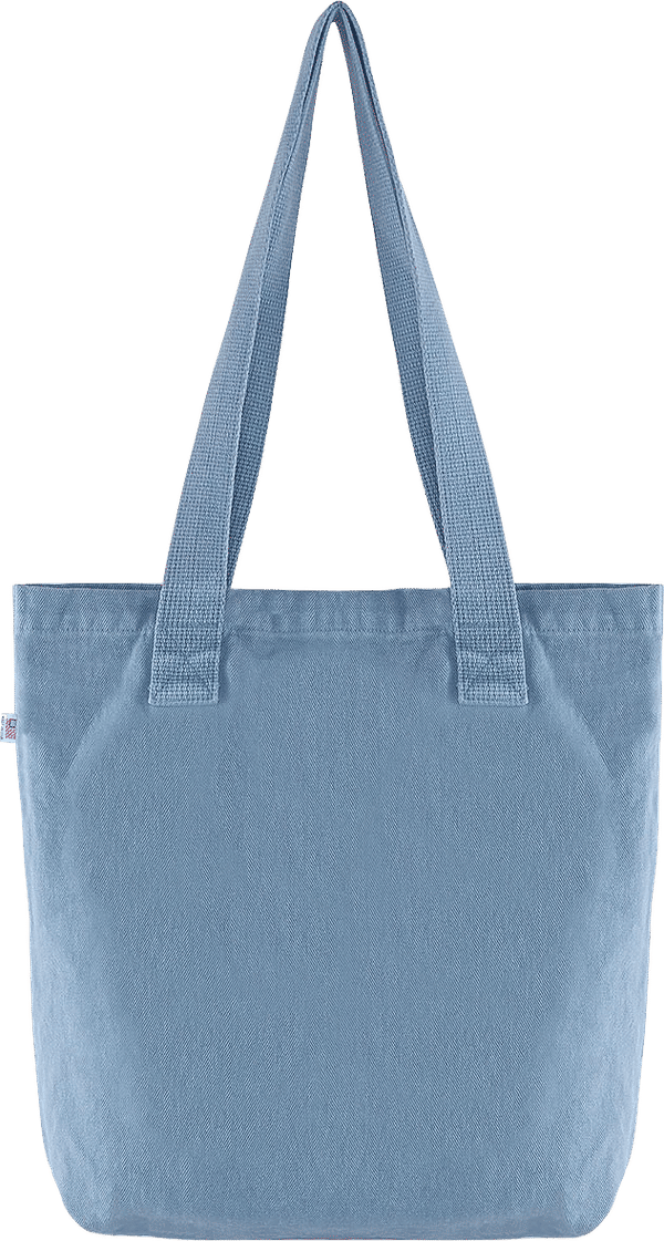 Am image of a Custom LA Apparel Bull Denim Tote Bag 13oz in Clear Blue!