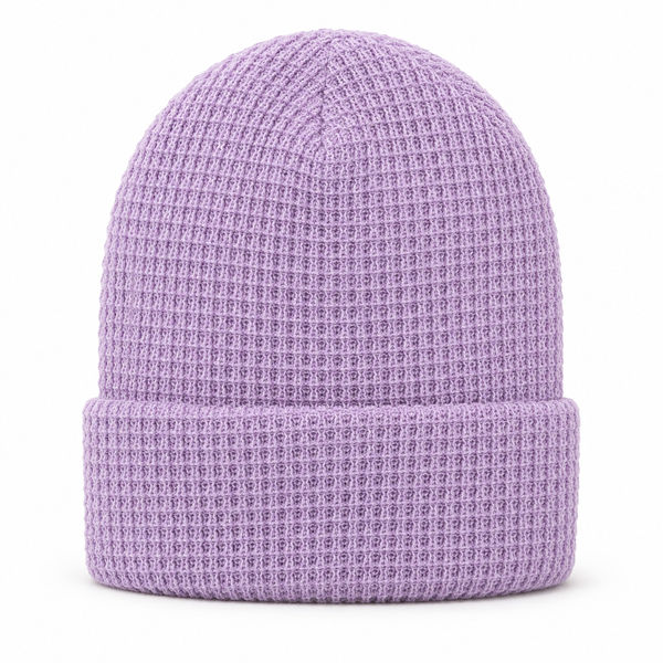 An image of a Custom Beaniiez Leery Waffle Acrylic Toque in Lavender!