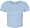 Am image of a Custom Bella and Canvas Womens Micro Rib Baby Tee in Solid Baby Blue!