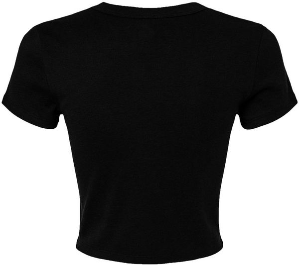 Am image of a Custom Bella and Canvas Womens Micro Rib Baby Tee in Solid Black Blend!