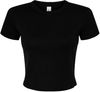 Am image of a Custom Bella and Canvas Womens Micro Rib Baby Tee in Solid Black Blend!