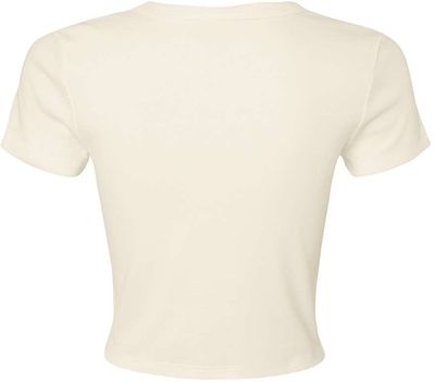 Am image of a Custom Bella and Canvas Womens Micro Rib Baby Tee in Solid Natural Blend!