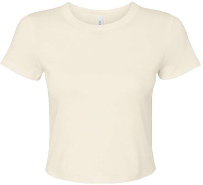 Am image of a Custom Bella and Canvas Womens Micro Rib Baby Tee in Solid Natural Blend!