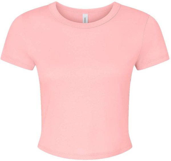 Am image of a Custom Bella and Canvas Womens Micro Rib Baby Tee in Solid Pink Blend!