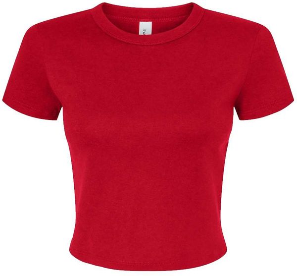 Am image of a Custom Bella and Canvas Womens Micro Rib Baby Tee in Solid Red Blend!