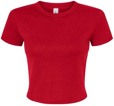 Am image of a Custom Bella and Canvas Womens Micro Rib Baby Tee in Solid Red Blend!