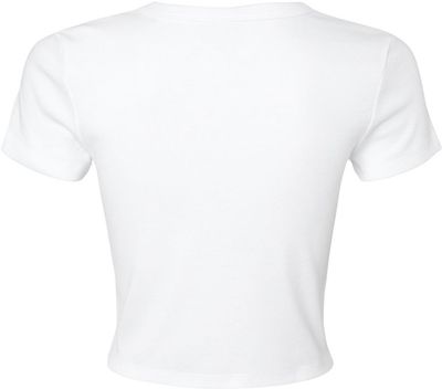 Am image of a Custom Bella and Canvas Womens Micro Rib Baby Tee in Solid White Blend!