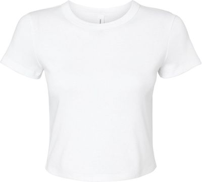 Am image of a Custom Bella and Canvas Womens Micro Rib Baby Tee in Solid White Blend!