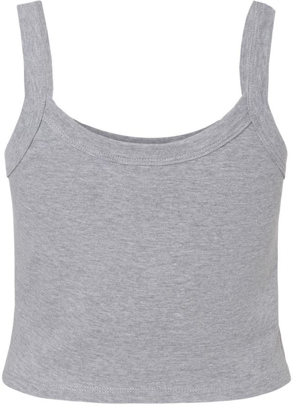 Am image of a Custom Bella and Canvas Womens Micro Rib Spaghetti Strap Tank in Athletic Heather!