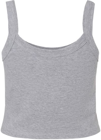 Am image of a Custom Bella and Canvas Womens Micro Rib Spaghetti Strap Tank in Athletic Heather!
