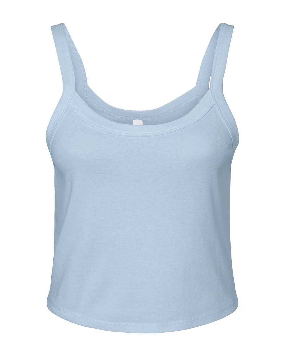 Bella and Canvas Womens Micro Rib Spaghetti Strap Tank in Solid Baby Blue