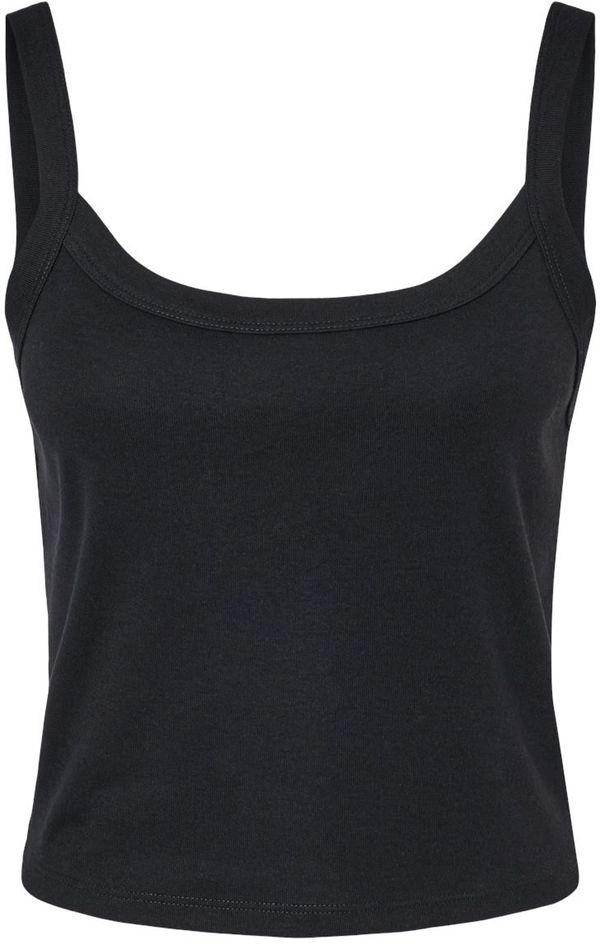 Am image of a Custom Bella and Canvas Womens Micro Rib Spaghetti Strap Tank in Solid Black Blend!