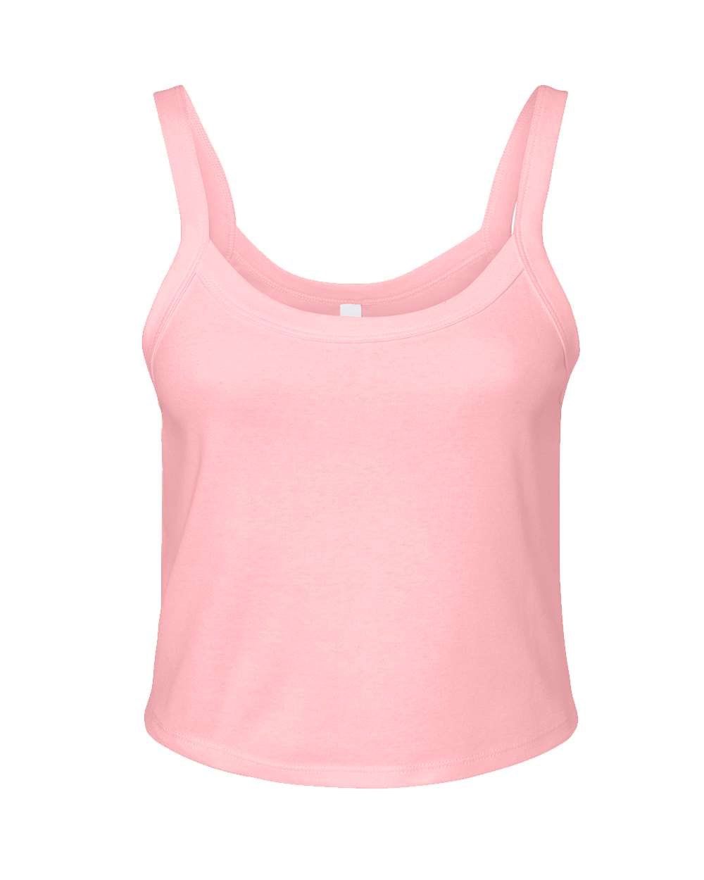 Bella and Canvas Womens Micro Rib Spaghetti Strap Tank in Solid Pink Blend