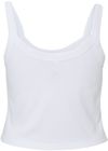 Am image of a Custom Bella and Canvas Womens Micro Rib Spaghetti Strap Tank in Solid White Blend!