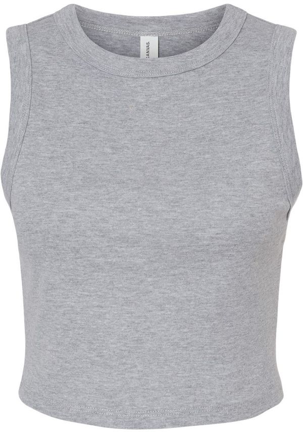 Am image of a Custom Bella and Canvas Womens Micro Rib Muscle Crop Tank in Athletic Heather!