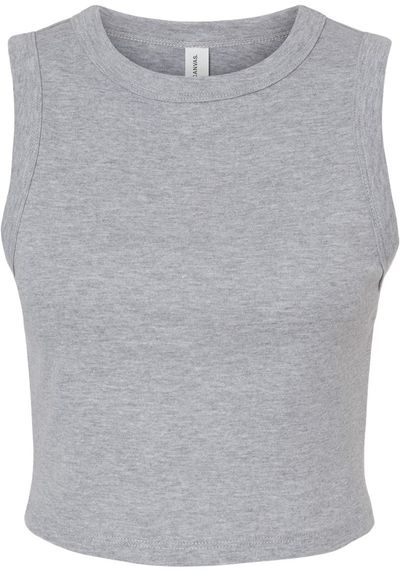 Am image of a Custom Bella and Canvas Womens Micro Rib Muscle Crop Tank in Athletic Heather!