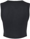 Am image of a Custom Bella and Canvas Womens Micro Rib Muscle Crop Tank in Solid Black Blend!