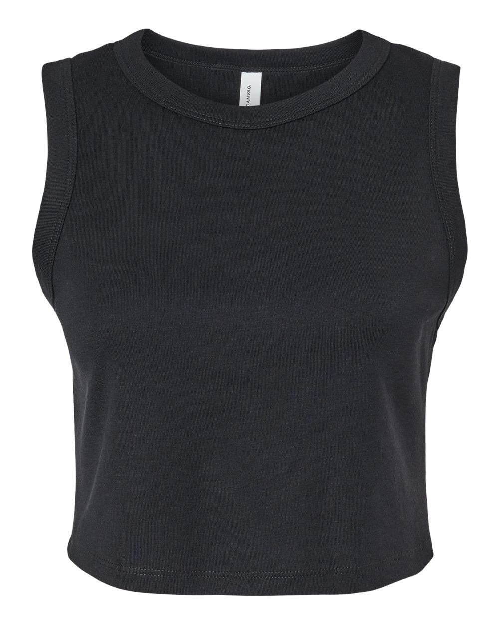 Bella and Canvas Womens Micro Rib Muscle Crop Tank in Solid Black Blend