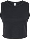 Am image of a Custom Bella and Canvas Womens Micro Rib Muscle Crop Tank in Solid Black Blend!