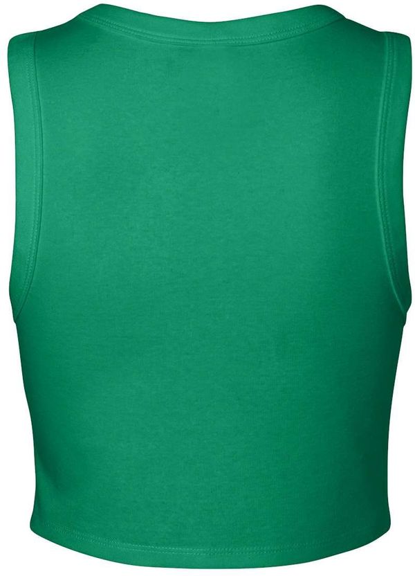 Am image of a Custom Bella and Canvas Womens Micro Rib Muscle Crop Tank in Solid Kelly Blend!