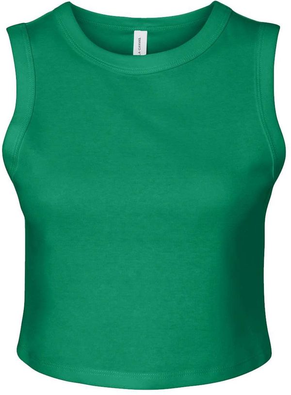 Am image of a Custom Bella and Canvas Womens Micro Rib Muscle Crop Tank in Solid Kelly Blend!