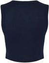 Am image of a Custom Bella and Canvas Womens Micro Rib Muscle Crop Tank in Solid Navy Blend!