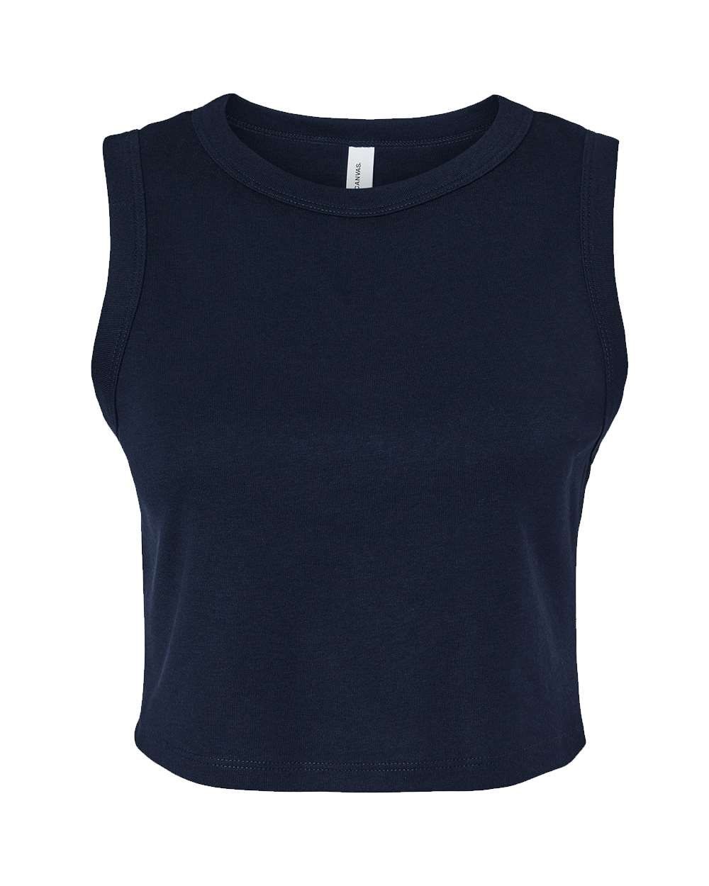 Bella and Canvas Womens Micro Rib Muscle Crop Tank in Solid Navy Blend