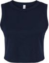 Am image of a Custom Bella and Canvas Womens Micro Rib Muscle Crop Tank in Solid Navy Blend!