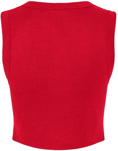 Am image of a Custom Bella and Canvas Womens Micro Rib Muscle Crop Tank in Solid Red Blend!