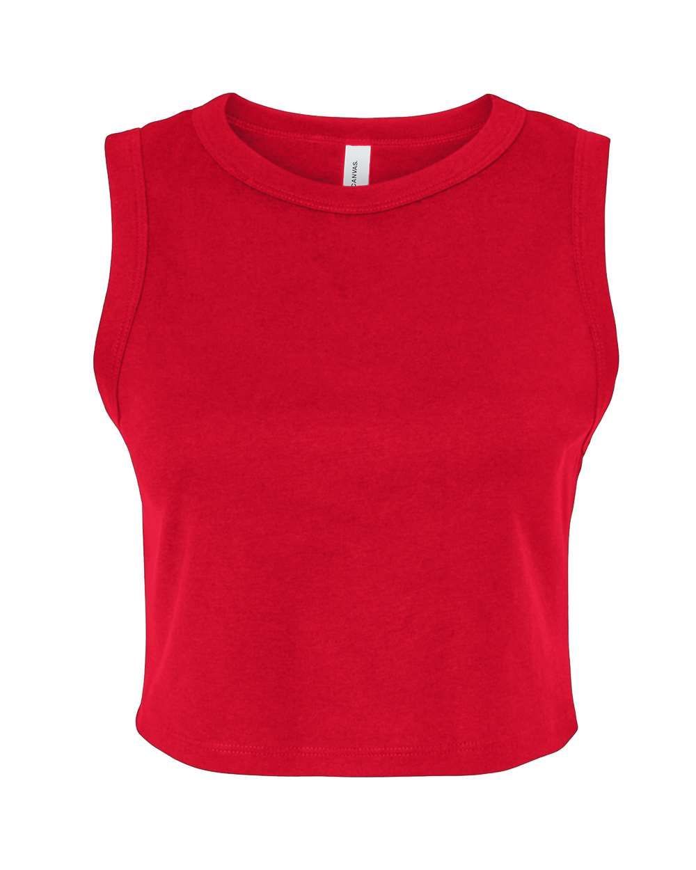 Bella and Canvas Womens Micro Rib Muscle Crop Tank in Solid Red Blend