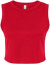 Am image of a Custom Bella and Canvas Womens Micro Rib Muscle Crop Tank in Solid Red Blend!