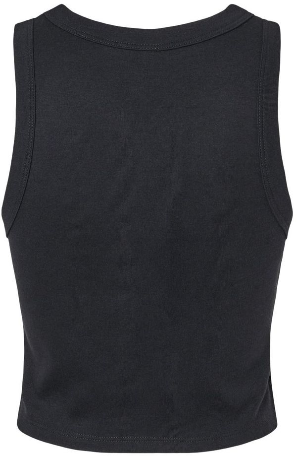 Am image of a Custom Bella and Canvas Womens Micro Rib Racer Tank in Solid Black Blend!