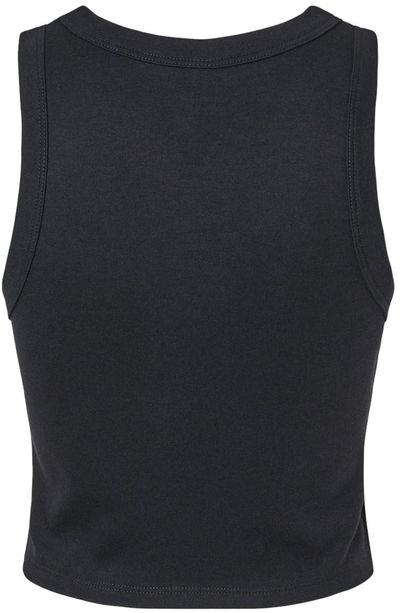 Am image of a Custom Bella and Canvas Womens Micro Rib Racer Tank in Solid Black Blend!