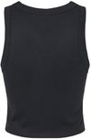 Am image of a Custom Bella and Canvas Womens Micro Rib Racer Tank in Solid Black Blend!