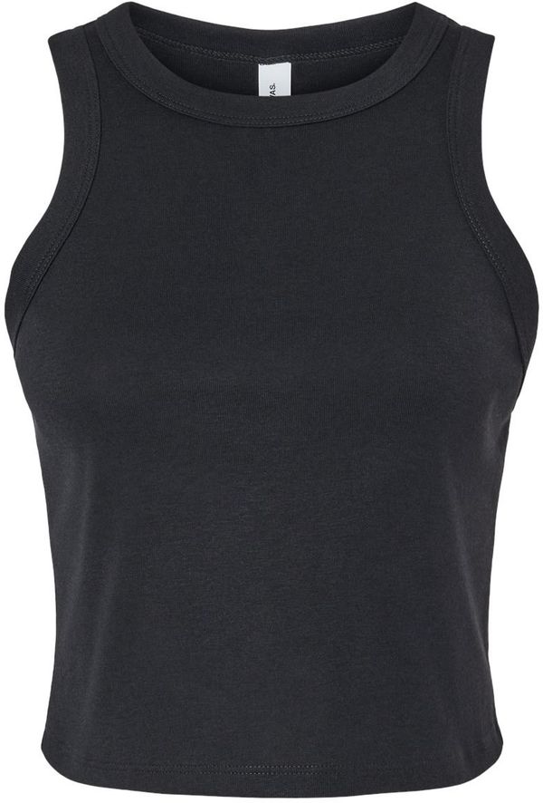 Am image of a Custom Bella and Canvas Womens Micro Rib Racer Tank in Solid Black Blend!