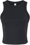 Am image of a Custom Bella and Canvas Womens Micro Rib Racer Tank in Solid Black Blend!