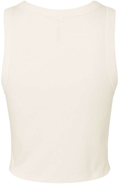 Am image of a Custom Bella and Canvas Womens Micro Rib Racer Tank in Solid Natural Blend!