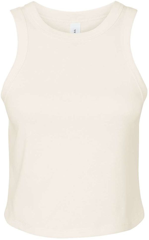 Am image of a Custom Bella and Canvas Womens Micro Rib Racer Tank in Solid Natural Blend!